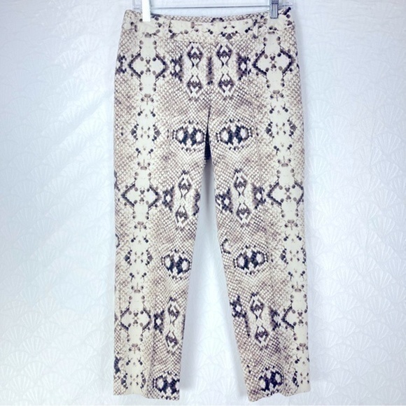 Worthington Womens Modern Fit Sz 4 Cream Mid Rise Snakeskin Print Pants/Trousers - Picture 1 of 6